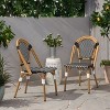 Okak 17.5" Outdoor PE Rattan French Bistro Chairs,Set of 2,Outdoor Accent Chairs with Aluminum Frame&Bamboo Print Finish,Patio Seating - 3 of 4