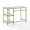 Aimee Desk Gold - Crosley: Sleek Steel Frame, Tempered Glass Top, Open Storage Shelf - 3 of 4