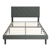 DOMETOUR Queen Upholstered Platform Bed Frame, Button Tufted Headboard, Wood Slats, No Box Spring, Easy Assembly, Dark Grey - 4 of 4