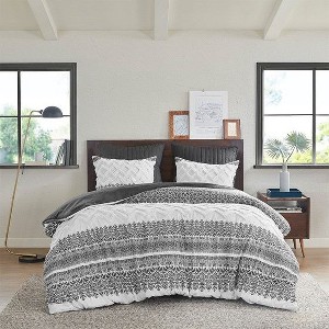 NicBex Farmhouse Cotton Comforter Set Cozy Bedding Set, Duvet Cover Set with Chenille Tufting Bedding Comforter Sets, 1 Duvet Cover, 2 Pillow Shams - 1 of 4