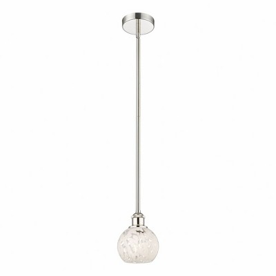 White Mouchette - 1 Light Stem Hung Mini Pendant In Modern Style-7.5 Inches Tall and 6 Inches Wide