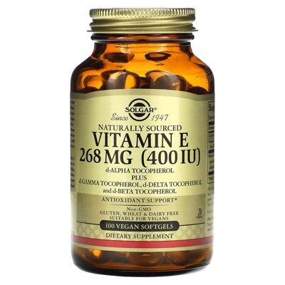 Solgar Naturally Sourced Vitamin E, 100 Vegan Softgels
