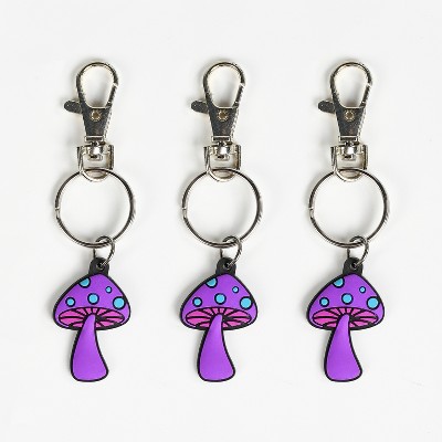 3-Pack Magic Mushroom Bag Charms with Clear Plastic ID Lanyards