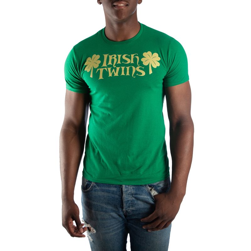 Irish Twins Men's Green T-Shirt Tee Shirt, 1 of 2
