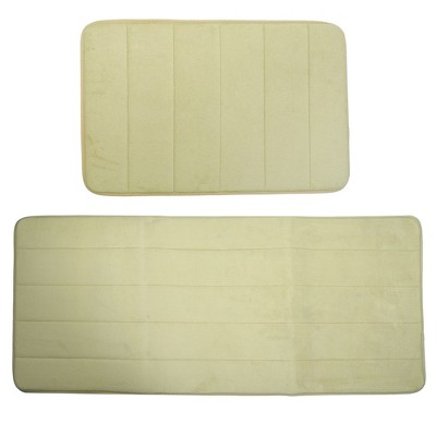 Unique Bargains Machine Washable Memory Foam Bathroom Non Slip Soft Bath Rugs 2 Pcs