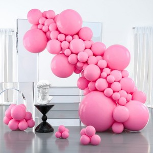 PartyWoo Balloons Pink Matte 36 18 12 10 5 Inch 127 pcs - 1 of 4