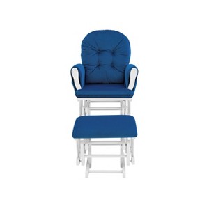 Suite Bebe Mason Glider and Ottoman - White Wood and Navy Fabric - 1 of 4