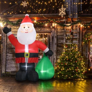 Angel Sar 6ft Lighted Inflatable Santa Claus with Gift Bag, LED Blow-Up Yard Decoration, Funny Outdoor Christmas Decor for Lawn, Garden, Party - 1 of 4