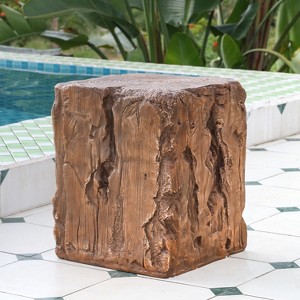 Christopher Knight Home Kuki Rustic Outdoor Stump Shape Lightweight Concrete Side Table - 1 of 4