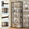 6 Tier Industrial Bookshelf, 71 Inch Tall Narrow Wooden Bookcase with Iron Frames, Compact Open Display Shelving Unit, Apartments - 3 of 4