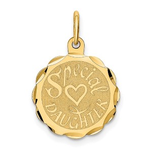 Black Bow Jewelry 14k Yellow Gold Special Daughter Engravable Disc Charm or Pendant 15mm - 1 of 4