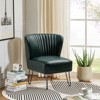 Eustacio Comtemperary Tufted  back Vegan Leather Accent Side Chair with metal legs  | Karat Home - 2 of 4