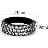 Slickblue Women's IP Black Stainless Steel Ring, Clear CZ Cluster Top, Round-Cut Pave Design, Sizes 5 to 10 - 2 of 4