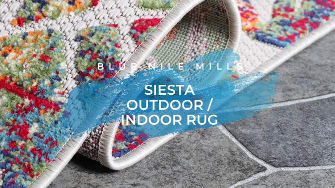 Tropical Leaves Coastal Indoor Outdoor Runner or Area Rug by Blue Nile Mills, 2 of 10, play video
