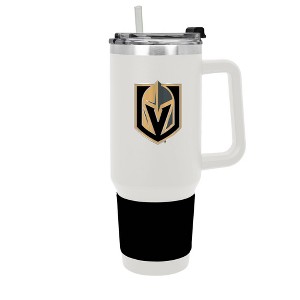 NHL Vegas Golden Knights White Colossus Travel Mug with Team Color Silicon Gripe - 40oz - 1 of 4