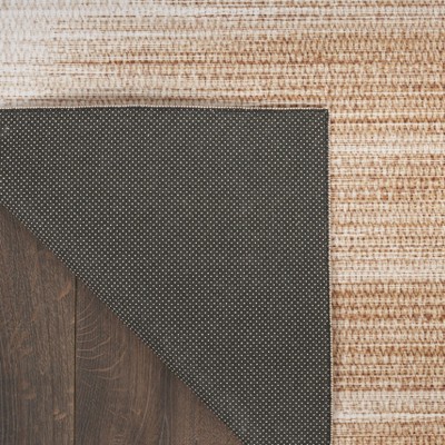 Brown and Beige Abstract Flatweave Runner Rug with Non-Slip Backing