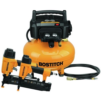 Photo 1 of Bostitch BTFP2KIT 2-Piece Nailer and 6 Gallon Oil-Free Pancake Air Compressor Combo Kit