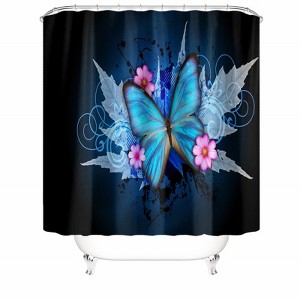 Elegant Blue Butterfly Shower Curtains for Bathroom Waterproof Fabric Bath Curtain Durable Soft Stylish Bathroom Decor 72x72 Inch - 1 of 1