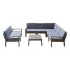 GDFStudio Bernice 7 Piece Outdoor Acacia Wood Sectional Sofa Set with Loveseat and Coffee Table - 2 of 4