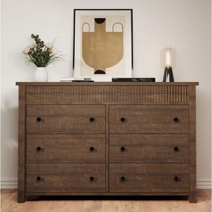 Nasitip 6 Fluted Drawer Dresser, 47" W Chest of Drawers with Fluted Design, Wooden Dresser Organizer for Bedroom Living Room Nursery - 1 of 4