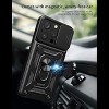 Reiko Kickstand Ring Holder with Slide Camera Cover TPU Magnetic Car Mount for APPLE IPHONE 15 PRO In Black - 2 of 4