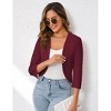 Coolmee Women Soft Stretchy Lightweight Cardigan Blazer Front Open Three quarter Slit Sleeve Business Casual Blazer Jackets - 3 of 4