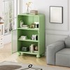 Bathroom Floor Storage Cabinet, Wooden Kitchen Cupboard with Glass Doors, Freestanding Display Storage Cabinet for Bathroom Living Room Entryway - 2 of 4