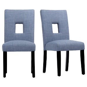 Phelan Keyhole Dining Chair - Blue (Set of 2) - Inspire Q