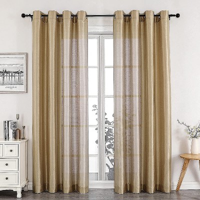GoodGram 2 Piece Sheer Voile Faux Silk Spring & Summer 84 in. L Grommet Top Curtain Panels