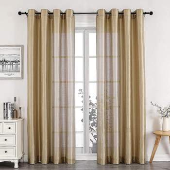 Kate Aurora Artisan Lightweight Transparent Faux Silk Sheer Grommet Single Curtain Panel