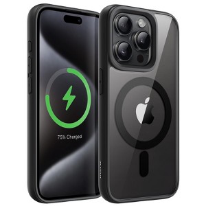 BONGEEK Magnetic Case for iPhone 15 Pro 6.1-Inch Compatible with MagSafe, Shockproof Phone Bumper Cover, Solid Color Matte TPU Frame, Black - 1 of 4