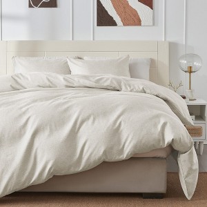 Peace Nest Solid Faux Linen Duvet Cover Set - 1 of 4