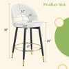 Two Sets of Swivel Bar Stools Modern White PU with Comfortable Padded Seats Featuring Black Metal Legs - 3 of 4