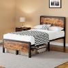 Industrial Wood & Metal Platform Bed Frame, Rustic Brown, 1000lb Capacity, Underbed Storage - 4 of 4