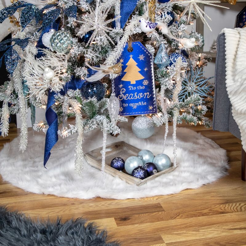 Northlight 4.75" Blue Glitter Swirl Glass Christmas Pendant Ornament, 3 of 6