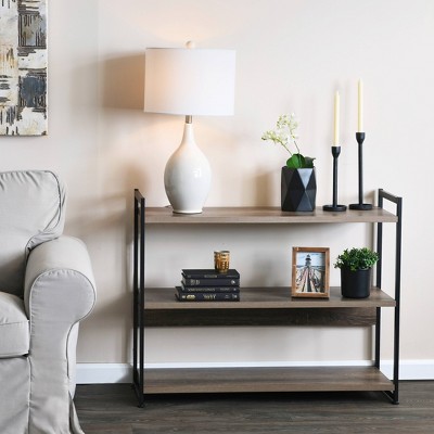 Adjustable Gray Wood Modular Shelf with Cubes