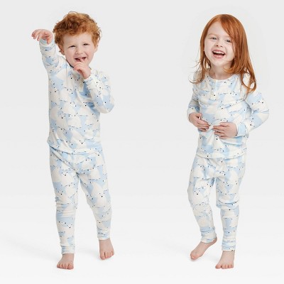 Image of Toddler Polar Bear Print Snuggly Soft Holiday Matching Family Pajama Set - Wondershop™ Blue 12M