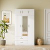 NicBex 81.10"H Armoire Mirror Wardrobe Closet Storage Cabinet with 3 Doors & Shelves & 2 Drawers for Bedroom, White - 2 of 4