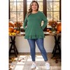 Women's Plus Size Ruffled Hem Crew Neck Long Sleeve Flowy Casual Tunic Tops with Pockets - Agnes Orinda - 3 of 4