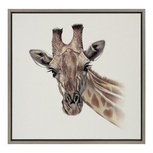 Kate and Laurel Sylvie Giraffe Framed Canvas by Ron Dunn, 22x22, Gray - 1 of 4