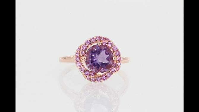 1.5 CT. T.W. Round Amethyst and .14 CT. T.W. Simulated Pink Sapphire Ring in Pink Sterling Silver, 2 of 5, play video