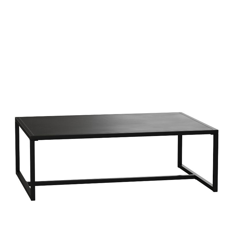 Flash Furniture Brock Outdoor Patio Coffee Table Commercial Grade Black Coffee Table for Deck, Porch, or Poolside - Steel Square Leg Frame, 1 of 11