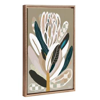 18"x24" Sylvie Beaded Sage Protea Framed Canvas by Inkheart Designs Gold - Kate & Laurel All Things Decor