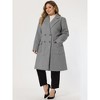 Agnes Orinda Women's Plus Size Winter Notched Lapel Double Breasted Pockets Long Overcoats - 3 of 4