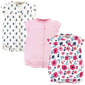 Touched by Nature Baby Girl Organic Cotton Rompers 3pk, Garden Floral