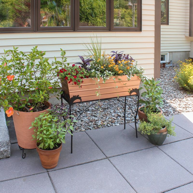 ACHLA Designs Indoor/Outdoor Rectangular Galvanized Steel Flower Planter Box with Iron Stand, 6 of 7