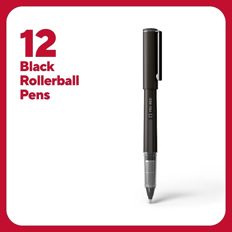 TRU RED Rollerball Pens Fine Point Black Dozen/Pack TR57321, 2 of 10