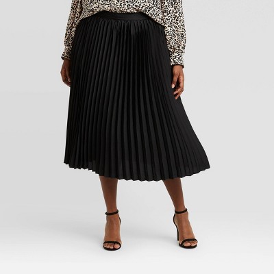 plus size a line black skirt