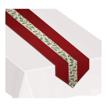 Beistle 12" x 6' Christmas Holly Table Runner; Red 2/Pack 20187
