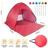 Pop Up Beach Tent Sun Shade Shelter Anti-UV Automatic Waterproof Tent Canopy for 2/3 Man - 3 of 4